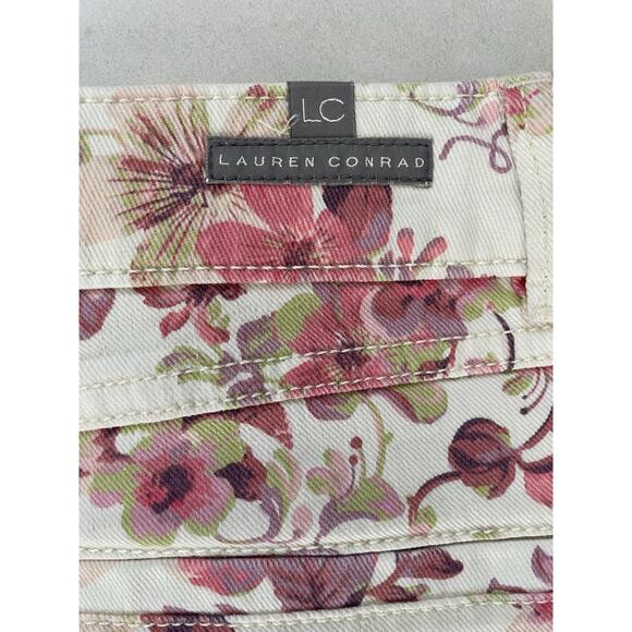 Lauren Conrad Shorts Denim Jean Multicolor Floral Crochet Stretch - Picture 11 of 14